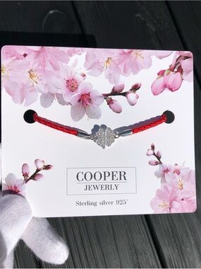 Red Sterling Silver Clover Bracelet with Sparkling Detail